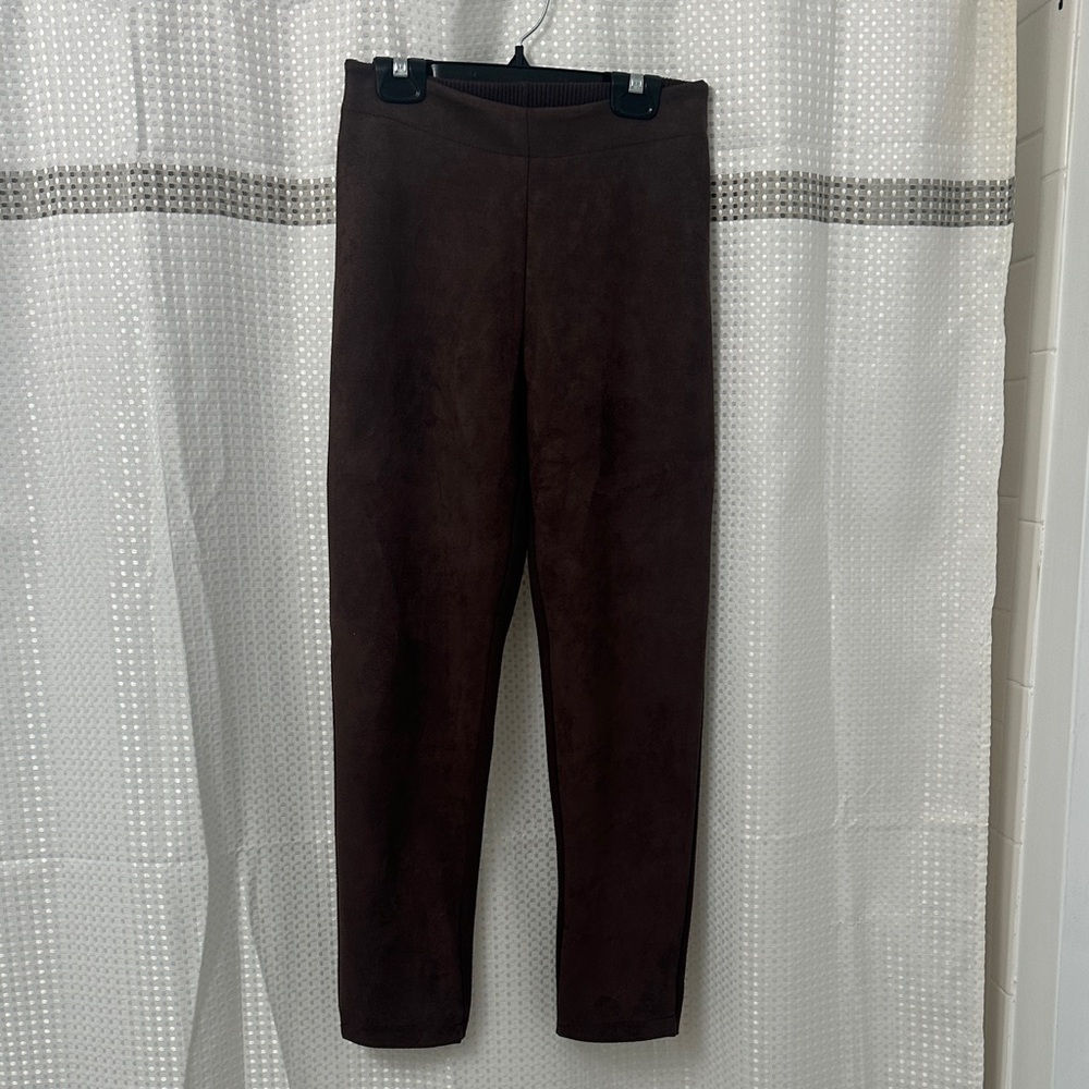 Sioni Women's Suede&Knit Pants in Rich Brown